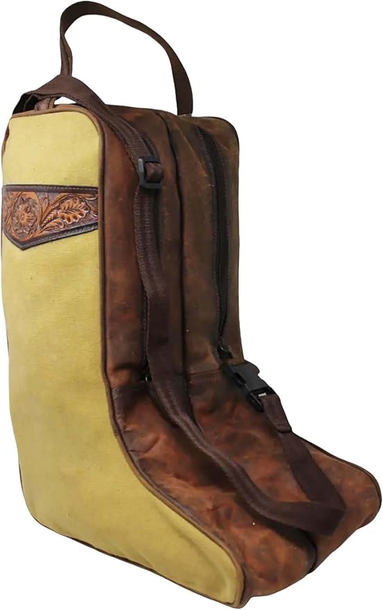 CHALLENGER Western Waxed Canvas Leather Travel Carry Storage Boot Bag Waterproof 30SK02 - Image 5