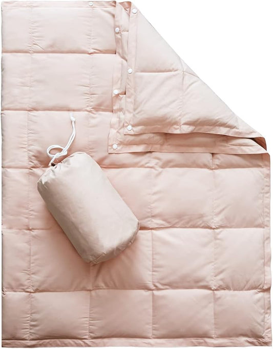 zzlamb Puffy Down Camping Blanket Water-Repellent, Down Throw Travel Blanket Portable for Outdoor, Light Warm Quilt for Couch Plane Car Theater Stadium Picnic RV Backpacking Hammock by zzlamb