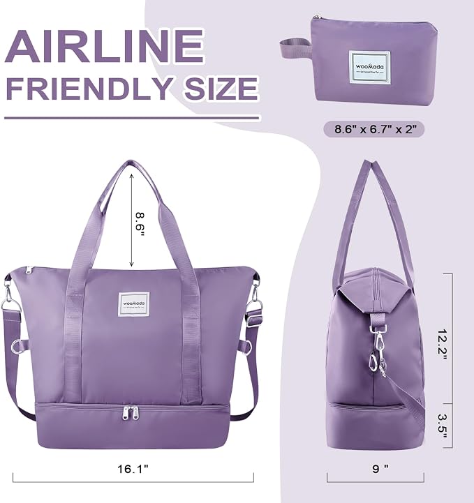 WOOMADA Weekender Bag for Women, Travel Duffel Bags with Shoe Compartment & Wet Pocket, Personal Item Bag for Airlines - Image 2