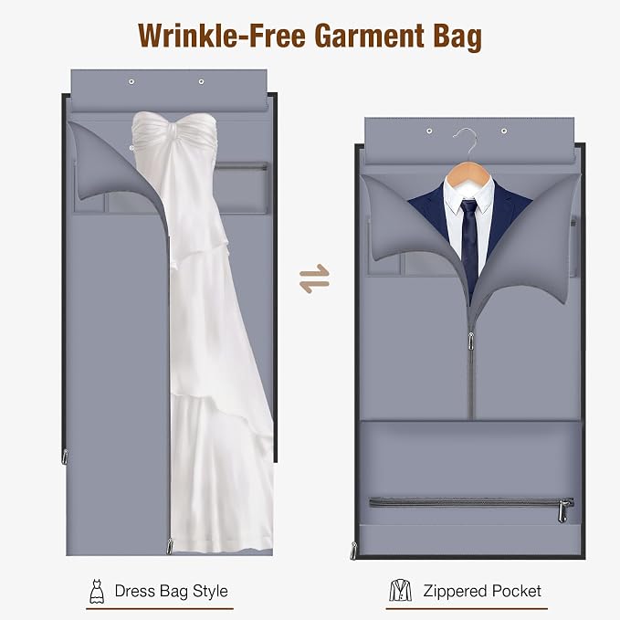 Garment Bags with 6 Set Packing Cubes, Garment Convertible Weekender Bag for Women, Large Carry On Garment Bags for Travel, Duffle Bag Garment Bag Gifts Black Color - Image 5