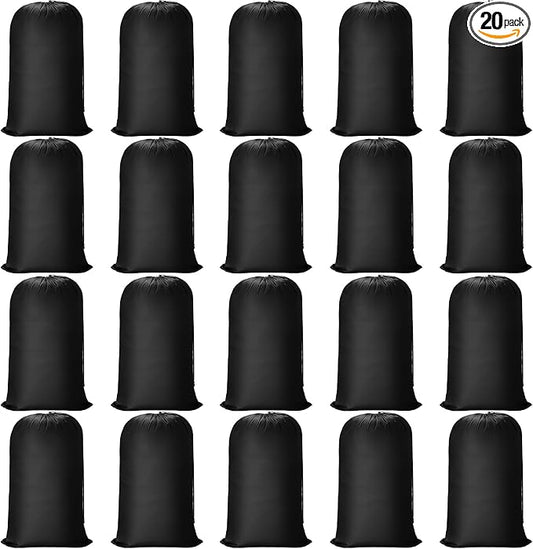 Nuogo 20 Pcs Laundry Bag Washable Travel Laundry Bags with Drawstring Lock Closure Large Heavy Duty for Camping Tent Blankets Dirty Clothes Yarn Fabric Storage, 38 x 24 Inches(Black Color) by Nuogo