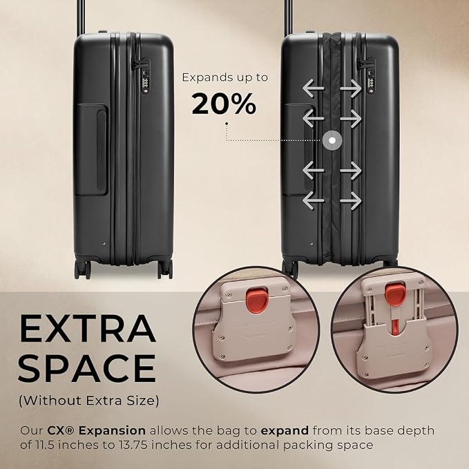 Briggs & Riley 27" Medium Expandable Spinner - Checked Luggage for Travel, Suitcases with Wheels, Hardside Rolling Bag for Men & Women, Self-Repairing Zipper - Sympatico Collection, Black - Image 3