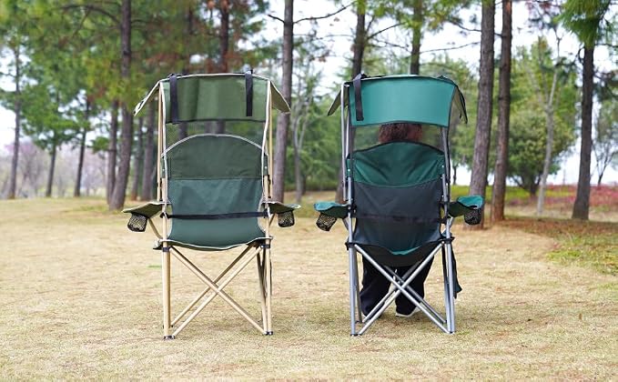 VTOY Portable Camping Chair with Canopy - Folding Chair with Canopy, Durable 600D Oxford Canopy Chair for Camping, Beach, Picnics, Fishing & Sports - Image 2