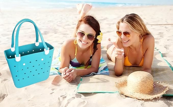 Rubber Beach Bag for Women, Waterproof Travel Tote Bags for Beach | Waterproof Sand-proof Tote Bags with Zipper Pocket, Durable Lightweigh Tote Bag for Outdoor - Image 2