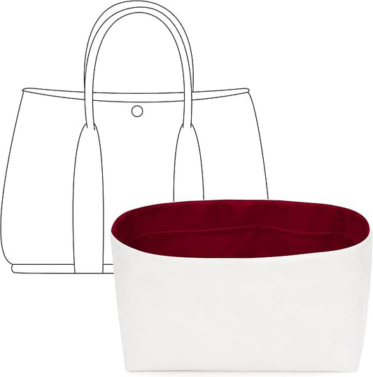 Purse Organizer Insert for HERMES Garden Party 30 Handbag,Custom Fit Inside Premium Bordeaux Red Lightweight WaterResistant Tote Bag Insert with Cup Holder Accessories by FANJIProject