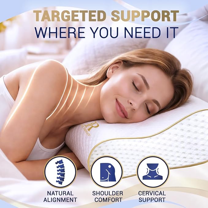 Royal Therapy King Memory Foam Pillow – Ergonomic Cervical Pillow for Neck and Shoulder Pain – Medium Firm Contour Pillow for Side, Back, and Stomach Sleepers – CertiPUR-US Certified - Image 3