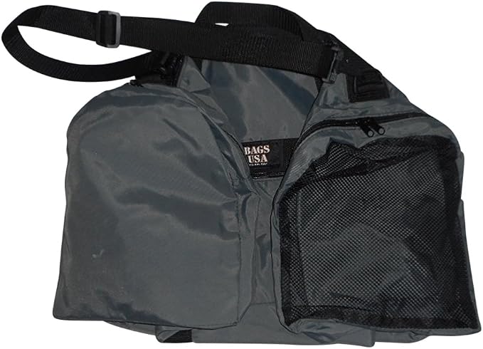 Duffle Bag Wet and Dry with One End Compartment Mesh, Front Pocket Made In USA (Gray) - Image 7