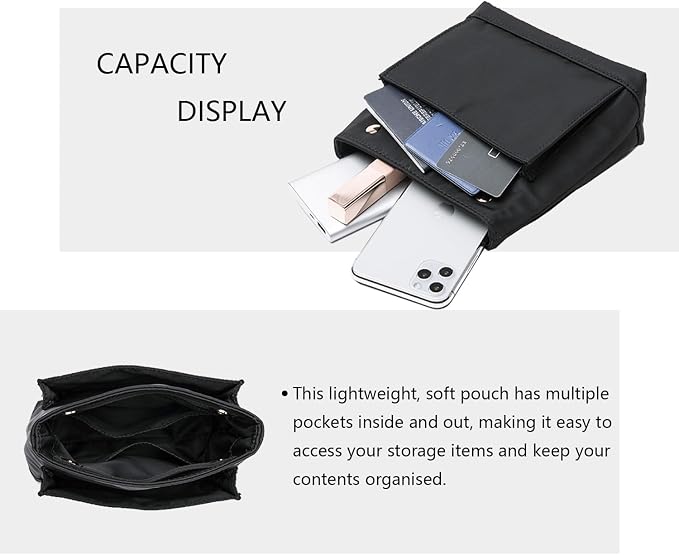 Lightweight Handbag Organizers Insert with Multiple Pockets - Handbag Organizer for Storage and Organization, Cosmetic Bag (Nylon-black,XS) - Image 4