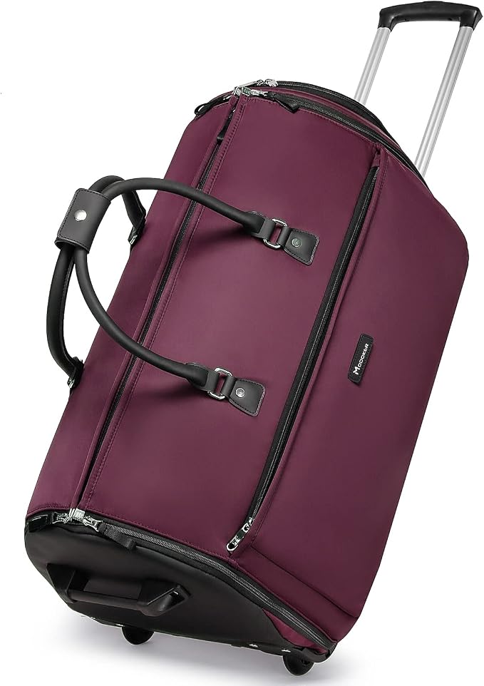 Modoker Rolling Garment Bags, 25in Large Garment Duffle Bag with Wheels, 3 in 1 Garment Suit Luggage Bag, Not Standard Carry-On Size for Women Men Business Travel Weekender, Red by Modoker
