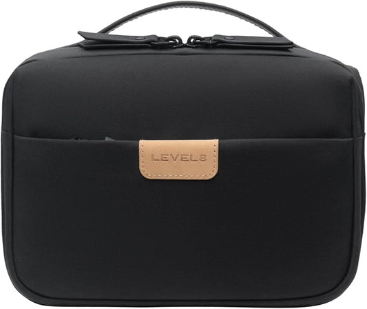 LEVEL8 Travel Toiletry Bag for Men Women, Water Repellent Shaving Bag for Toiletries Accessories, Storage Bags with Divider and Handle, Small/Black by LEVEL8