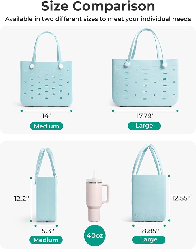 BAGSMART Beach Bag for Women, Water-resistant Rubber Tote Bag, Sandproof Vacation Essentials for Summer Swim Cruise Pool - Image 8