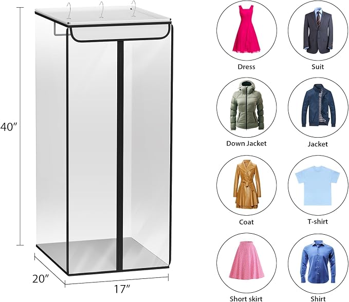 Univivi Clear Garment Bags for Hanging Clothes, 2 Pack Large Clothes Bags for Closet Storage, Premium Hanging Garment Storage Bag for Suits, Coats, Dresses, 40" (Clear) - Image 3