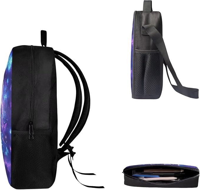 AFPANQZ Kids Backpack 3 Pieces Set Large Capacity School Bags with Heat Insulated Lunch Bags Small Pencil Bags 3 Pack - Image 3
