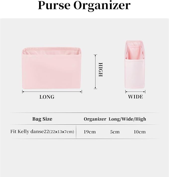 Women's Purse Organizer Insert - Satin & Lightweight Fabric with Inside Pockets, Portable for Commute, Travel, Shopping, and Evening, Multicolor Options, Fits for Kelly Danse(Pink,Danse 22) - Image 7