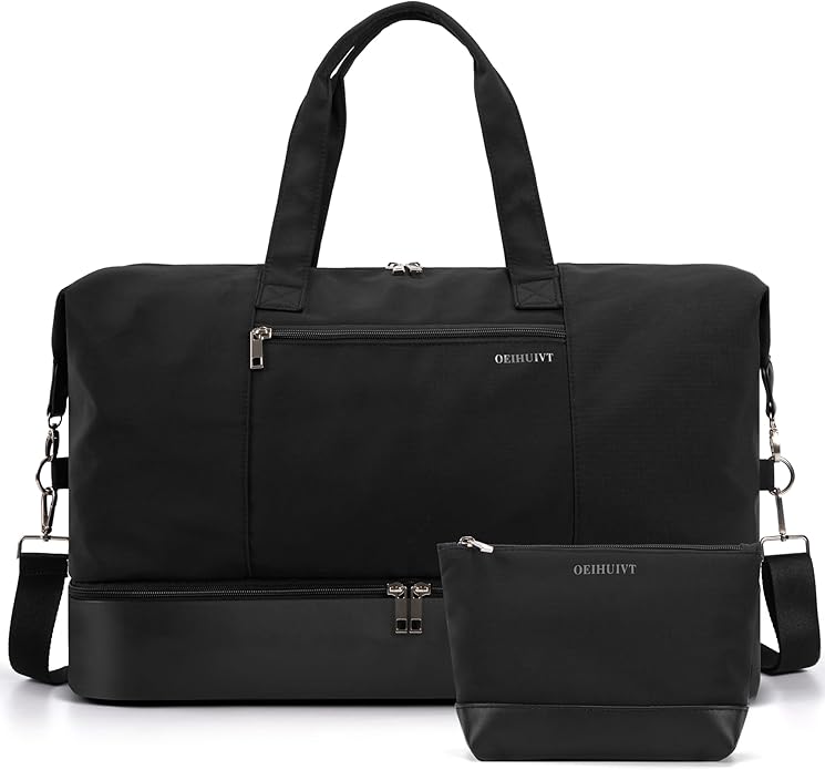 Women's Weekender bag Travel Duffel Bag with Shoe Compartment 21-inch Airline-Approved Carry-On, 2-Piece Overnight Bag Set Personal Item Luggage by GAYUAPEIABAG