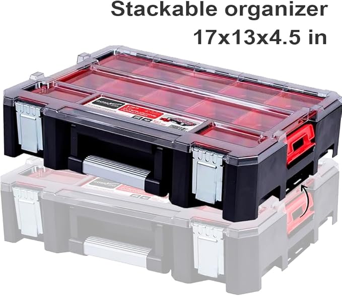 Deep Tray Organizer Box – Heavy-Duty Tool Storage Case with 15 Removable Cups – Hardware, Plumbing, Electrical Connector Container for Garage, Jobsite, or Workshop - Image 4