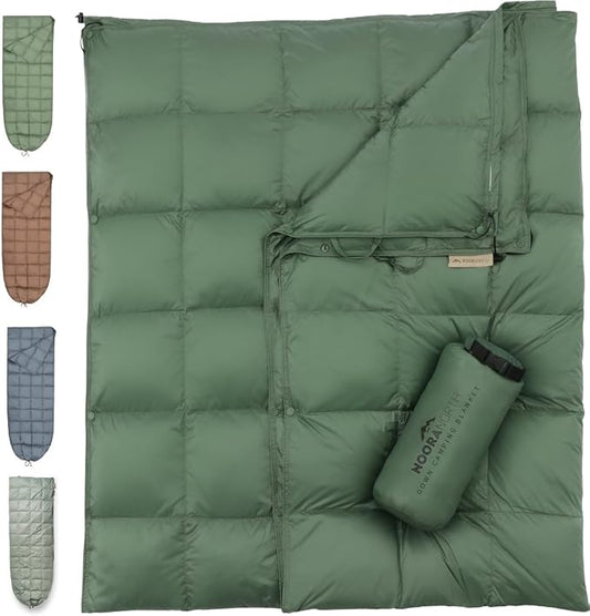 Down Camping Blanket with Footbox – Lightweight, Packable, Water Resistant Backpacking Quilt & Warm Puffy Compact Outdoor Throw – 52x77 with Stuff Sack for Stadium, Hiking & Travel by NooraNorth