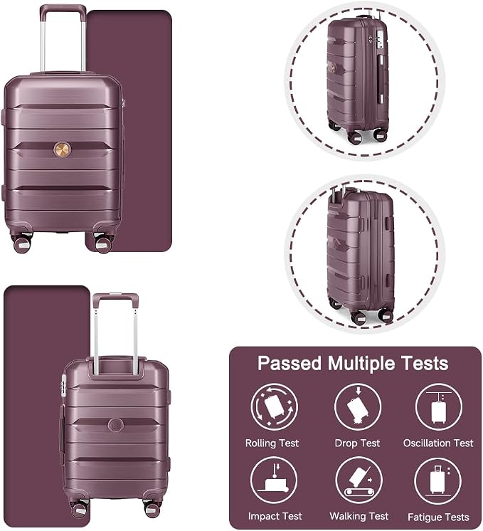 Somago Luggage Sets and Packing Cube Travel Set Lightweight Hardside Polypropylene Suitcases with Double Spinner Wheels and TSA Lock,Elegant Purple - Image 6