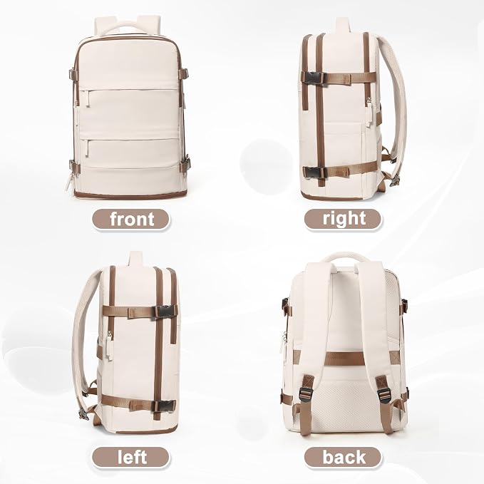 coowoz Large Travel Backpack For Women Men,Carry On Backpack Flight Approved,Hiking Outdoor Rucksack Casual Daypack Travel Bag Essentials Personal Item Backpack (Beige Brown-L) - Image 8