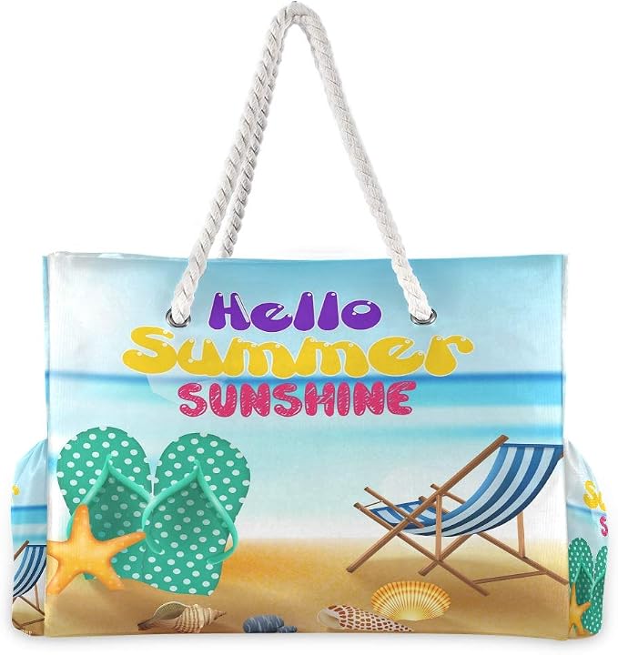 senya Large Beach Shoulder Bags Canvas Tote Water Resistant for Gym Travel Daily - Image 4
