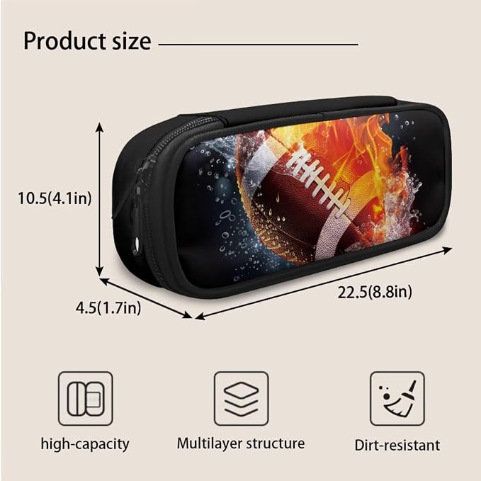 Football Bookbag for Boys Teenage Boys Girls Schoolbag Backpack Set with Lunch Box and Pencil Pouch 17 Inch Laptop Bag Casual Daypack, 3Pcs - Image 7