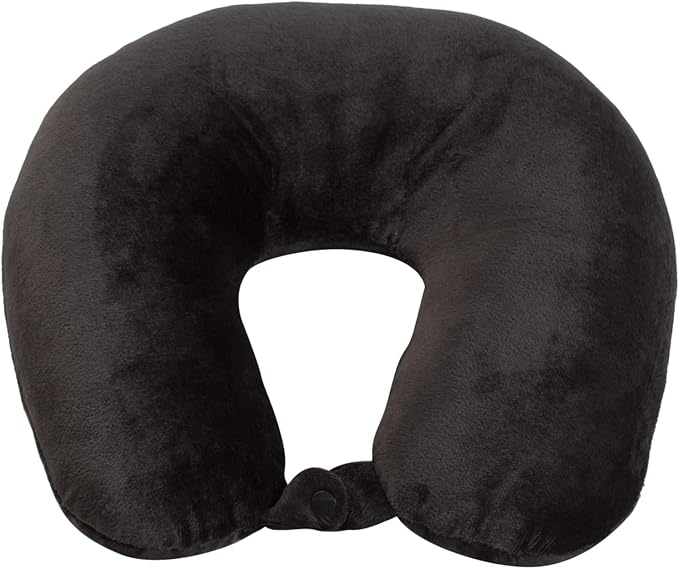 Wolf Essentials Adult Cozy Soft Microfiber Neck Pillow for Travel – Compact, Machine Washable - Perfect for Airplane, Car, or Home Use - Filled and Finished in The USA – Black by WorldsBest