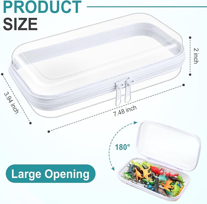 Hoolerry 4 Pcs Hard Clear Zipper Case Makeup Bags Plastic Zipper Pouch Transparent Storage Box Containers for Cosmetics, Snacks, Building Blocks, Puzzles(Clear,7.5 x 3.9 x 2 in,White) - Image 2