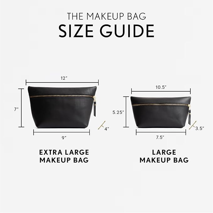 Portland Leather Goods Makeup Bag – Travel Friendly Cosmetic Bag with Zipper Closure for Organizing Makeup & Toiletries – Handmade from the Finest Full-Grain Hides – Extra Large, Black - Image 4