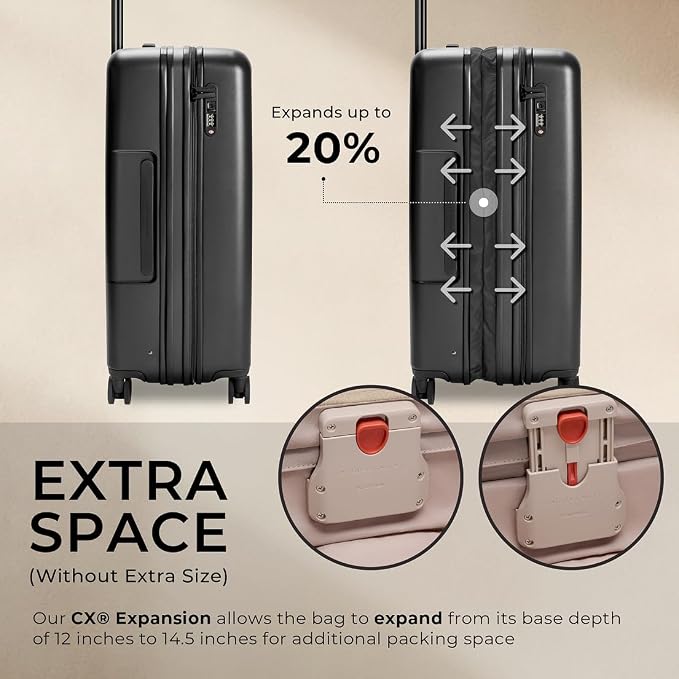 Briggs & Riley 30" Large Expandable Spinner - Checked Luggage for Travel, Suitcases with Wheels, Hardside Rolling Bag for Men & Women, Self-Repairing Zipper - Sympatico Collection, Black - Image 3