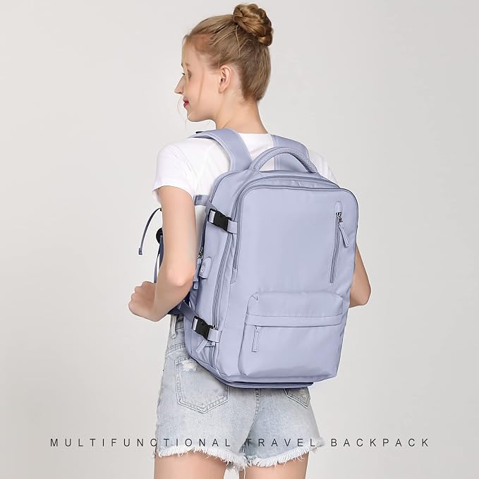 WONHOX Carry on Travel Laptop Backpack Personal Item Size for Women Men Flight Approved,Backpack for Women Travel Bag Hiking Outdoor Sports Rucksack Casual Daypack, Taro Purple - Image 6