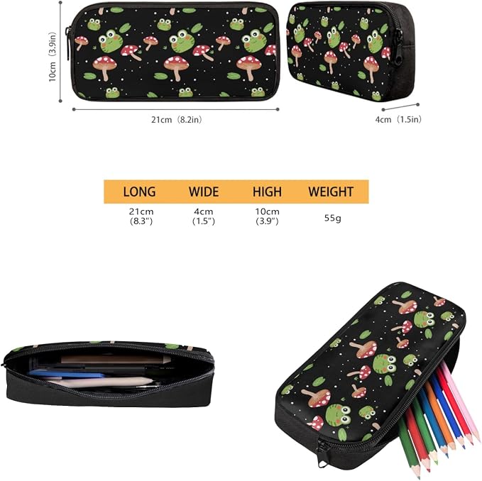 Coloranimal Frog Mushroom 3Pcs Backpack Set School Bag 17 Inch Large Capacity Rusksack Mini Lunch Bag Pencil Case for Middle Elementary Students Back to School Gifts - Image 4