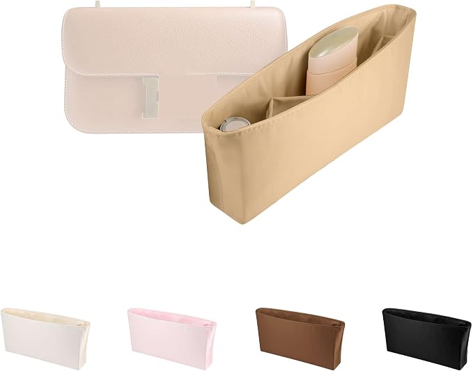 Satin Purse Organizer Insert for Constance Elan, Chai | Tailored Fit, Multiple Pockets, Lightweight Satin, Purse Essentials, Ideal for Travel, Shopping, and Daily Use by KINGSINBAG