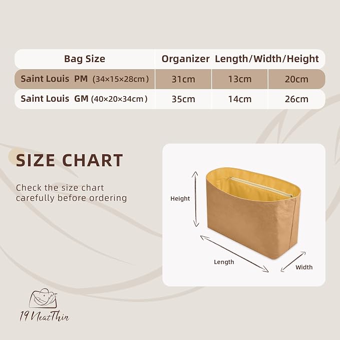 Lightweight Bag Insert for Saint Louis PM, Side Zipper, Yellow | Bottle Holder and Side Zip, Smooth Satin Interior, Easy-Care Outer Surface, Multiple Color Options, Structured Yet Flexible - Image 3