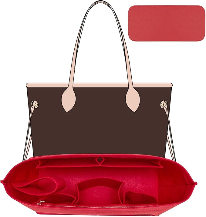 Purse Organizer Insert Compatible with Neverfull GM and More, Felt Bag Organizer Liner with Base Shaper for Tote Handbags, Red, XL by OAIKOR