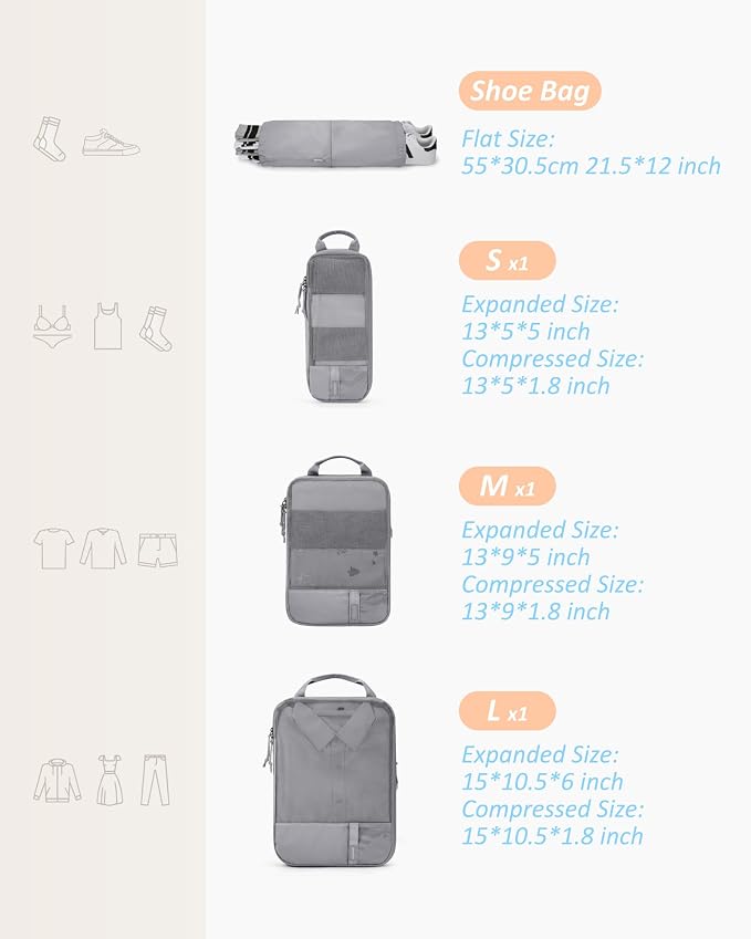 BAGSMART 6 Set /4 Set/2 Set Compression Packing Cubes for Travel, Lightweight Luggage Organizer Bags, Durable Space Saver Bags Travel Essentials - Image 2