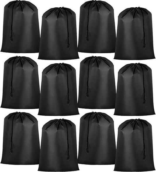 Woanger 12 Pack 28 x 45 Inch Extra Large Laundry Bags Bulk, Black | Washable Travel Laundry Bag with Drawstring Closure Large Dirty Clothes Organizer for College Dorm Home Hotel Camping by Woanger