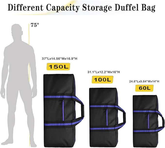 100L Large Duffle Bag for Travel 31.1” Diffle Bag - Overnight Weekender Camping, Storage for Men Women, Blue - Image 2