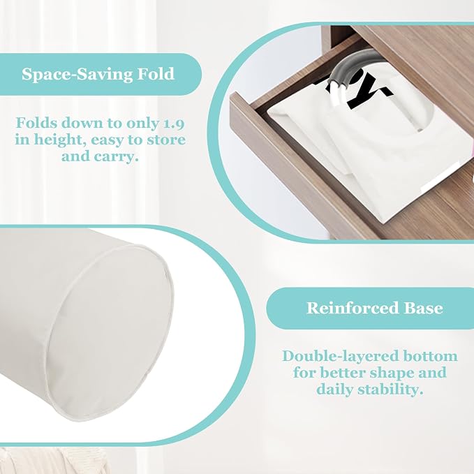WOOHA 125L Large laundrybasket,Collapsible laundry hamper, Tall Clothes Baskets Folding Washing Bin Foldable Fabric Hamper Bags for Bedroom, Closet,Bathroom,College,laundry bag,beige - Image 6