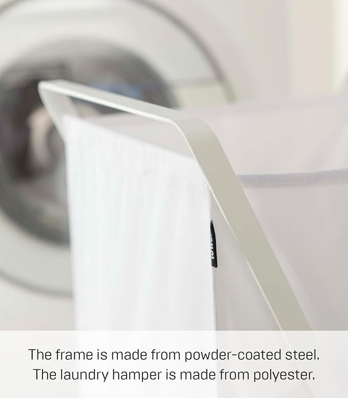 Yamazaki Home Laundry Basket - Foldable Storage Hamper Organizer Steel One Size White - Image 6