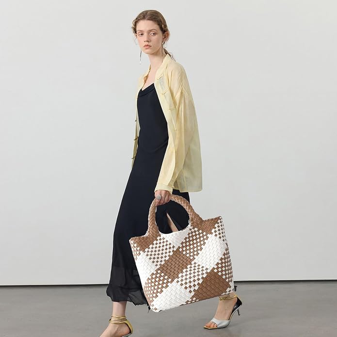 JINMANXUE Fashion Woven Bag Shopper Bag Travel Handbags and Purses Women Tote Bag Large Capacity Shoulder Bags - Image 2