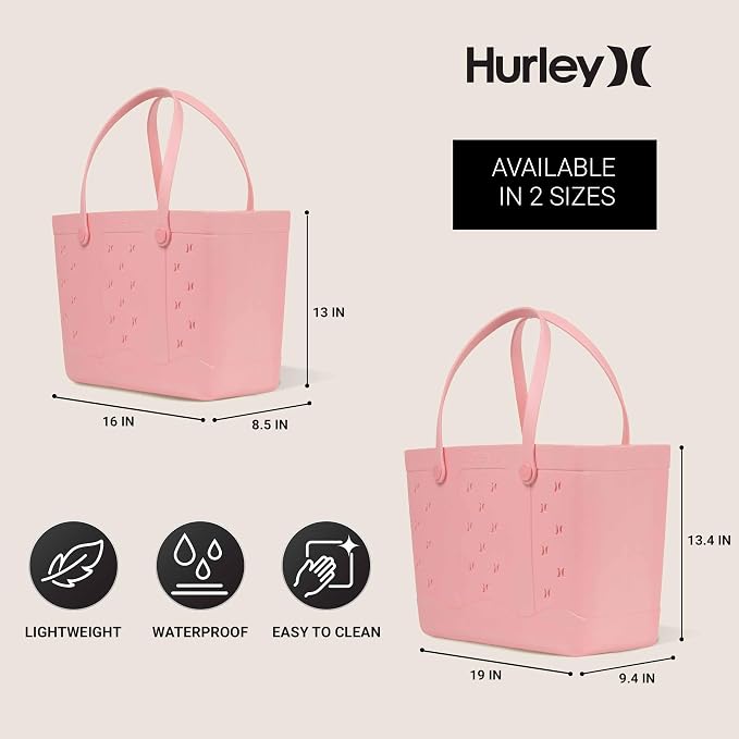 Hurley Rubber Tote Bag - Beach Bags Waterproof Sandproof, Easy-Clean Freestanding EVA Plastic, Hose-Clean, Sizes 16"-19" - Image 6