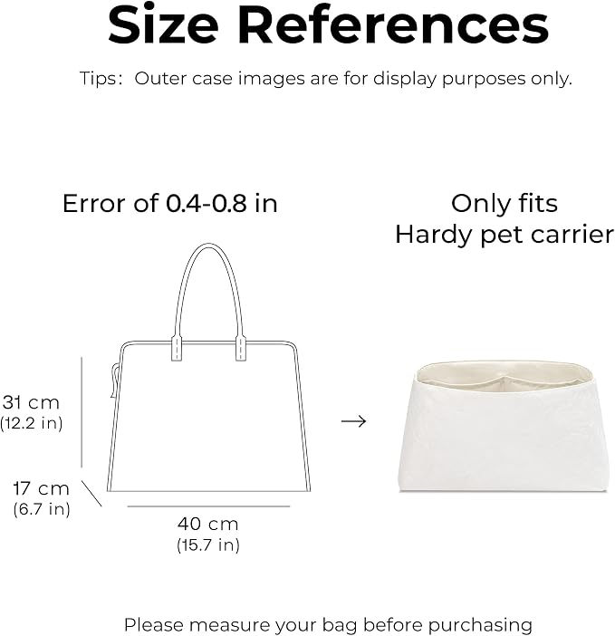 Tote Bag Organizer Insert for Hardy PM Bag, Custom Fit Inside Premium Lightweight Water Resistant Purse Insert with Zipper(Craie) - Image 2