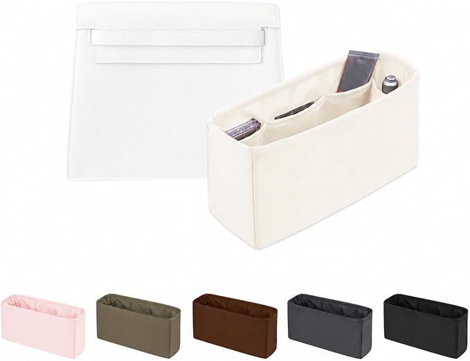 Women's Purse Organizer Insert - Satin & Lightweight Fabric with Inside Pockets, Portable for Commute, Travel, Shopping, and Evening, Multicolor Options, Fits for Kelly Danse(Craie,Danse 22) by KINGSINBAG