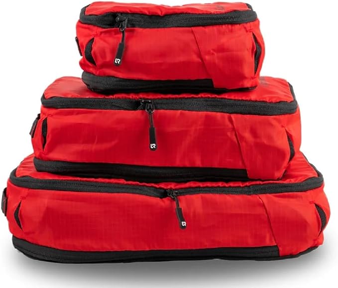 Lone Rider Compression Packing Cubes Set - 5 Piece Multi-Size Inner Pannier Laundry Travel Bag Organizer with Mesh Tops, Expandable Zippers and RipStop 210D Fabric - Image 2