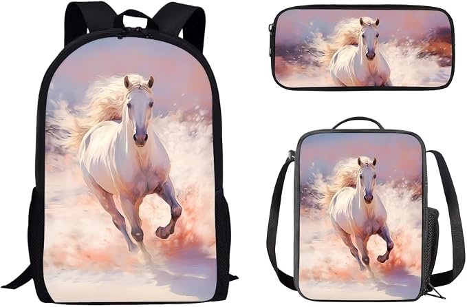 AFPANQZ Kids Backpack 3 Pieces Set Large Capacity School Bags with Heat Insulated Lunch Bags Small Pencil Bags 3 Pack by AFPANQZ