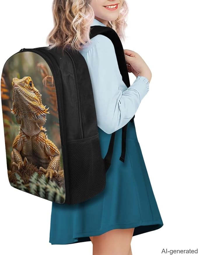 Dragon Lizard Backpack for Kids Boys Backpack with Lunch Box Water Bottle Pouch and Big Pencil Case 4PCS Set Bookbag with Compartments 17 inch Sturdy School Bag Kids Back to School Essentials - Image 2