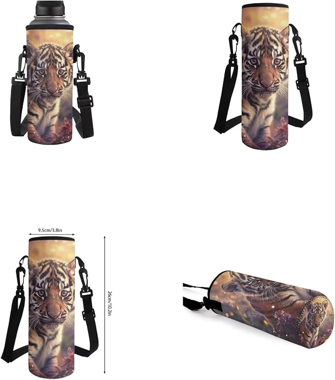 Tiger Backpack for Kids Girls Backpack with Lunch Box Water Bottle Carrier and Canvas Pencil Pouch 4PCS Set Cute Bookbag with Front Pocket 17 inch Sturdy School Bag with Side Pocket for Boys - Image 6
