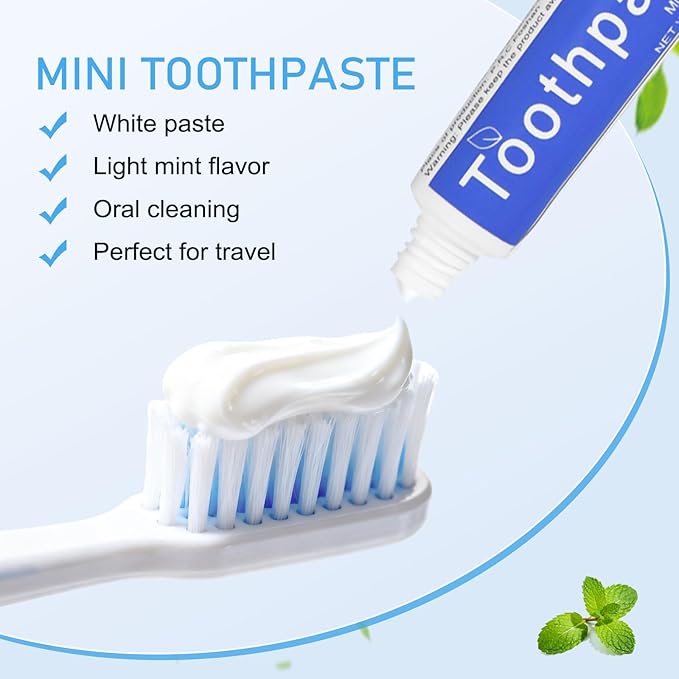 0.28 oz Small Travel Size Toothpast Bulk - Pack of 100,Disposable Mint Flavor 0.8x3.14 inches Single Use Mini Toothpaste for Hotel,Camping,Homeless,Charity,Guests,Office,Vacation