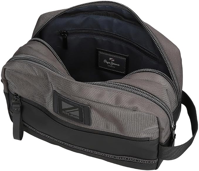 Pepe Jeans Stratford Two Compartments Adjustable Grey 26 x 16 x 12 cm Polyester Grey Talla única Toiletry Bag with Two Compartments Adjustable, Gray, Standard Size, Adjustable Toiletry Bag with Two, - Image 5