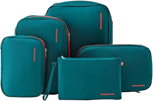 Bee Nesting Waterproof Compression Packing Cubes 5/6/8 sets, Large Travel Packing organizers for Carry on Luggage, 2 Sides Expandable Storage Bags (Dark Green, G5set) by BeeNesting